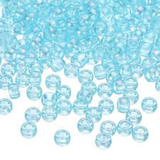 300Pcs Pony Beads AB Colors 6x9mm Acrylic Loose Spacer Beads AB Blue