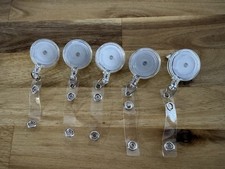 Clear Badge Reel Retractable ID  Key Card Badge Reels Belt Clip New Set Of 5