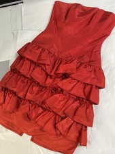 Zum Zum Vintage Red Strapless Small Cocktail Prom Homecoming Dress Ruffles 80  s
