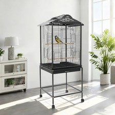 Bird Flight Cage With Rolling Stand, Bird Cage With Shelf And Wheels, Bird Cage