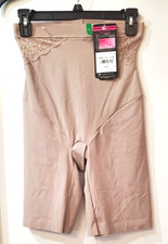Maidenform Women's Eco Lace High-Waist Thigh Slimmer Beige Size Large