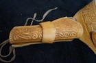 Leather embossed tan gun holster belt with padded lining — photo 4