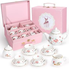 Porcelain Tea Set for Girls, Tea Party Set for Little A. Princess Tea Party