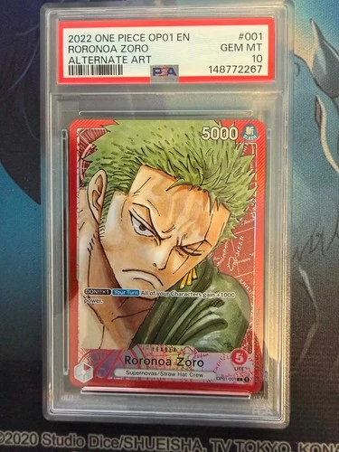 Roronoa Zoro OP01-001 Romance Dawn Leader Alt Art Foil PSA 10 One Piece