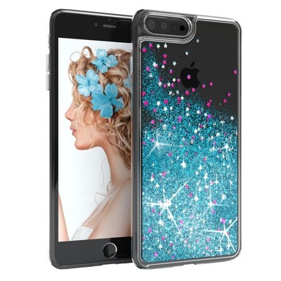 Für Apple iPhone 7 Plus iPhone 8 Plus Glitzer Hülle Flüssig Silikon Case Blau
