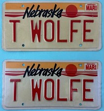 1988 Nebraska vanity personalized plates pair T WOLFE