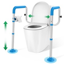 Loyoda Toilet Safety Rails with Big Non-Slip Foot Pads, Adjustable Width Blue