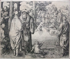 Reichsdruckerei Berlin: Taufe Christi (Faksimile um 1900, nach Lucas van Leyden)