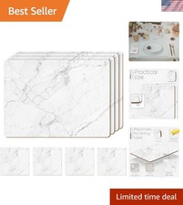 Elegant Heat Resistant Cork Placemats Set of 4 with Matching Marble Coasters