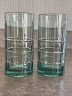 Vintage Anchor Hocking Drinking Glasses Set of 2 Emerald Tartan 16oz Glasses