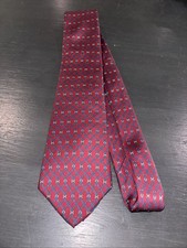 Vintage Yves Saint Laurent Red/Blue Tie 100 Silk USA MADE