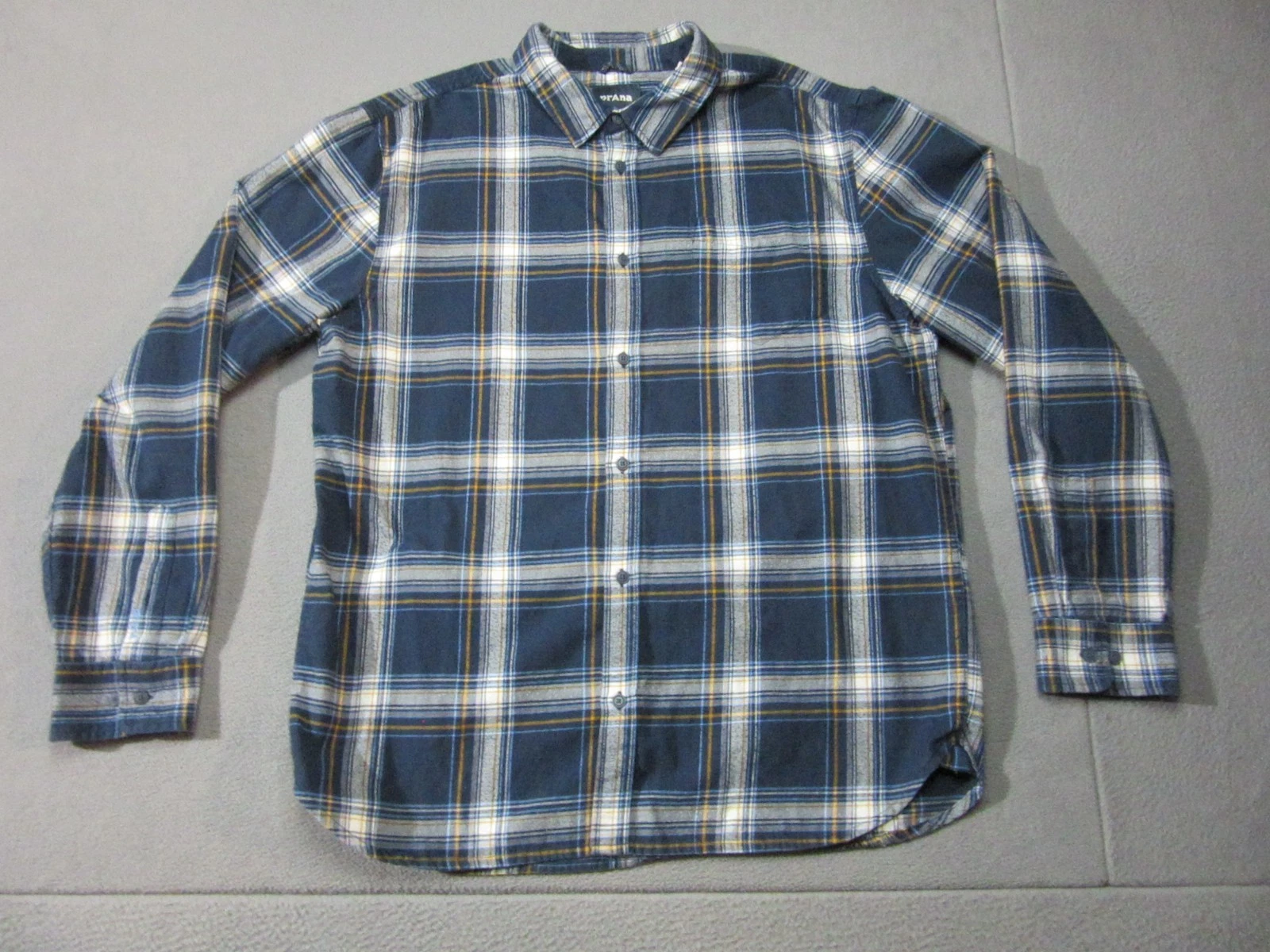 prAna Shirt Mens XL Blue Gray Plaid Los Feliz Flannel Outdoor Hiking Button Up