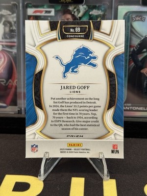 2025 Panini Select - Concourse Silver Prizm #69 Jared Goff Detroit