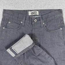 Naked and Famous Jeans Mens 28 Grey Japanese Selvedge Denim Super Guy Button Fly