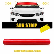 12*60inch Gloss Windshield Red Sun Visor Banner Vinyl Blank Sticker Cover Tape