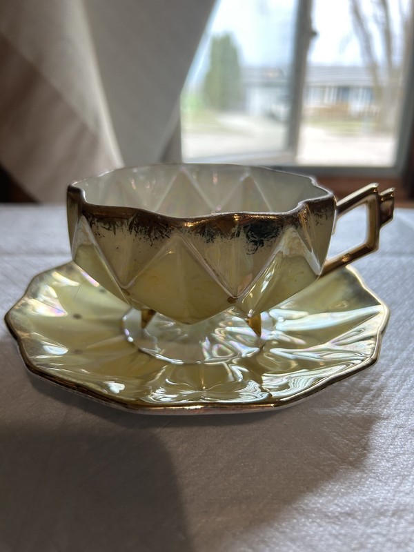 Teacup & Saucer in Yellow Diamond Lusterware by Royal Sealy