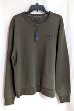 Tommy Hilfiger Men Olive Green Hilfiger H Crewneck Sweatshirt XM05578-250 XL