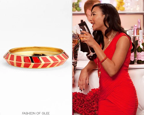 Brazalete Brazalete Vince Camuto Tono Dorado Chevron Esmalte Rojo Foto 3 de 3