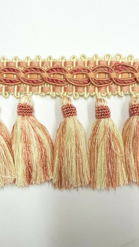 Pink Braid Tassel Fringe Curtain Trimming 10.5 cm PER METRE Luxury Sewing Trim - Picture 6 of 8