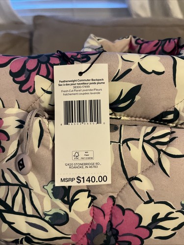 Zaino Vera Bradley peso piuma taglio fresco floreale lavanda nylon computer nuovo con etichette - Foto 5 di 6