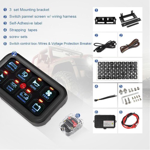 AUXBEAM 8 Gang Toggle Control Switch Panel Relay System Blue for ATV UTV Boat US - Picture 3 of 12
