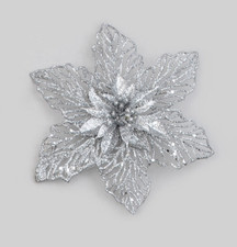 New Design Clip-on Double Flower 18cm Silver Pack x6