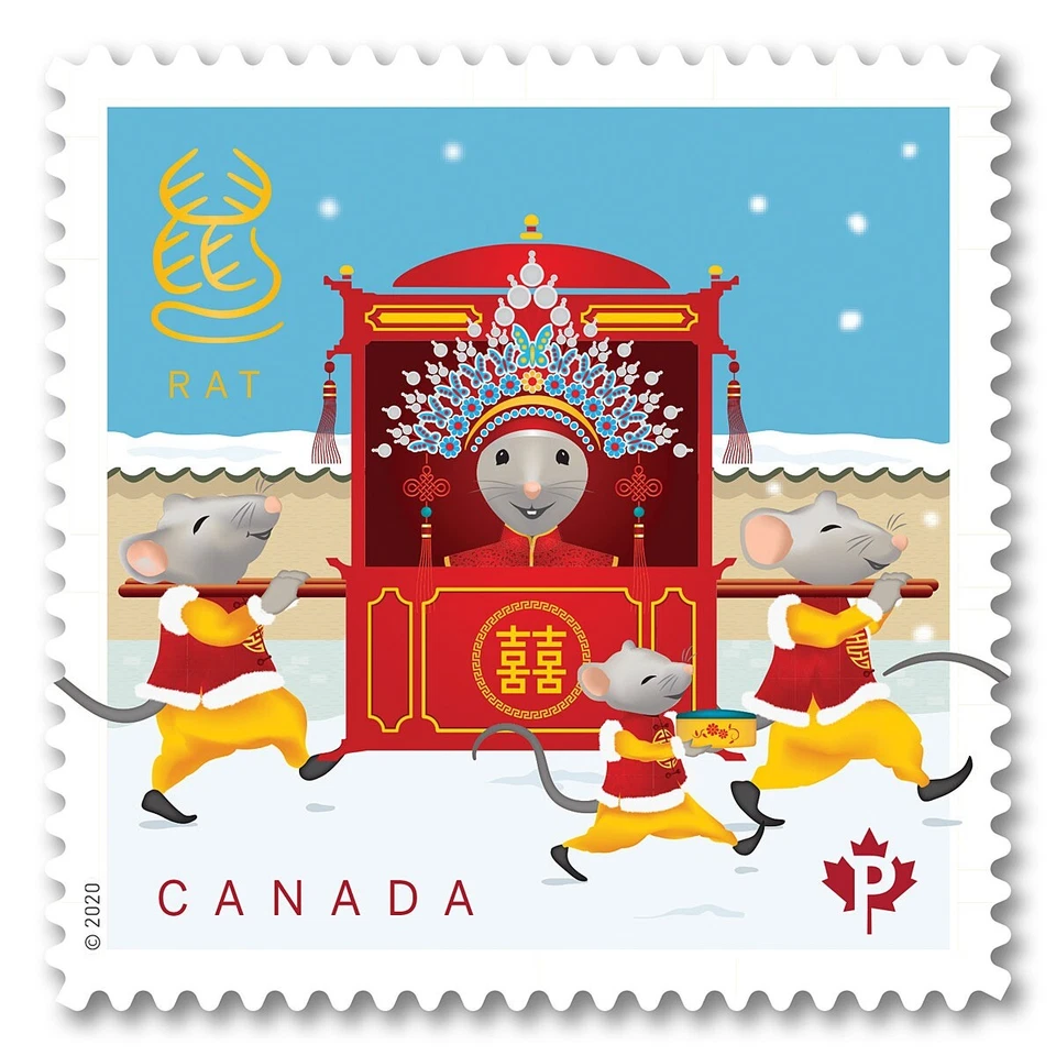 lq. LUNAR NEW YEAR of the RAT = ZODIAC = Booklet of 10 stamps MNH Canada 2020 Foto 4 de 4