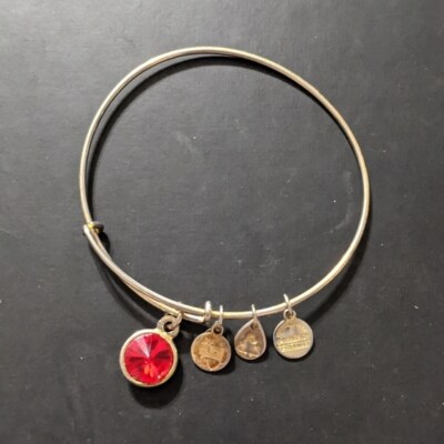 Alex and Ani Gold Tone Red Rhinestone July Birthstone Ruby Expandable Bracelet