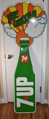 Vintage 7up Soda Pop THE UNCOLA Diecut 6' Bottle Shaped ADVERTISING SIGN