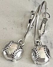 Baseball Fan Dangle Hoop Earrings for Sport Lovers. Team. Fan. Play Ball