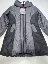 Womens La El Couture Gray And Black Long Winter Coat Large L New