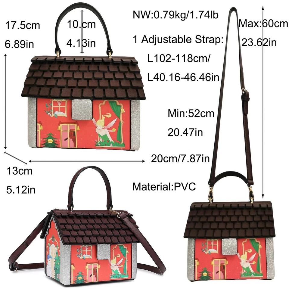 Mujeres Divertido Bolso Bandolera en Forma de Casa Bolso de Mano PVC Único Novedad Casa... Foto 4 de 4