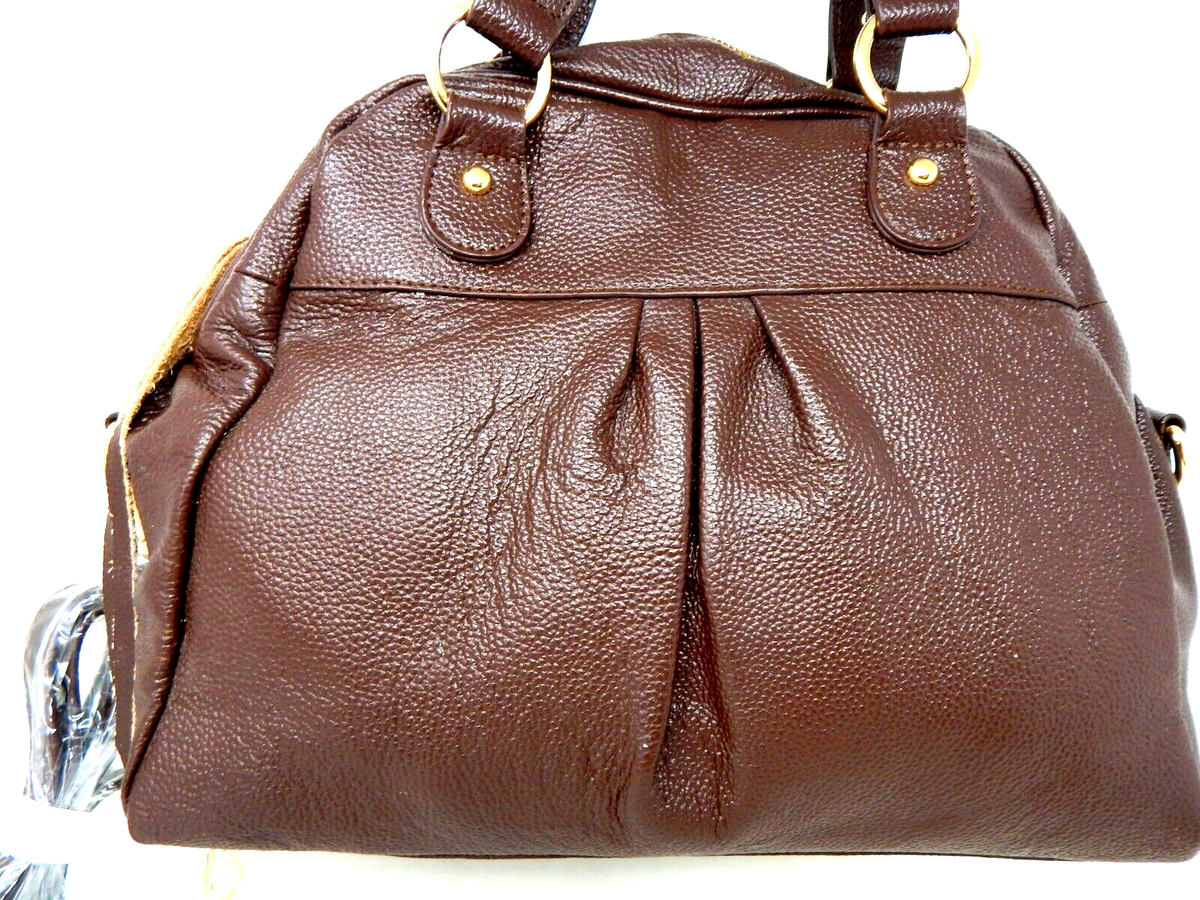 USED　BAG JOSEPH CHARLES Brown Pebble Leather Hobo Satchel Crossbody