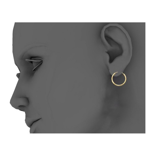 14K Yellow Gold 1.5mm Diamond Cut Hoop Earrings for girls - Picture 2 of 4