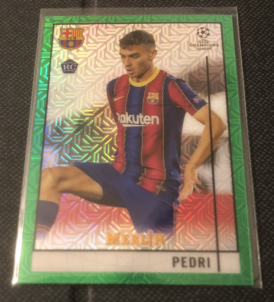 2020-21 Topps Merlin Chrome Pedri Green Refractor Soccer #89 #/99