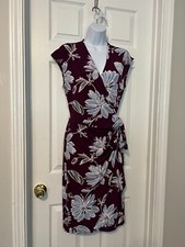 Lark & Ro Multicolor Floral Stretch Midi Wrap Dress Sz M