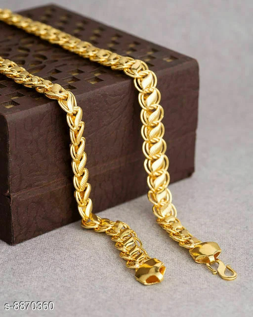 Men Women Gold Plated South Indian Brass Chain For Men ethnic Wear
