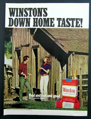1971 WINSTON King Size Cigarettes Magazine Ad - Winston's Down Home Taste! 