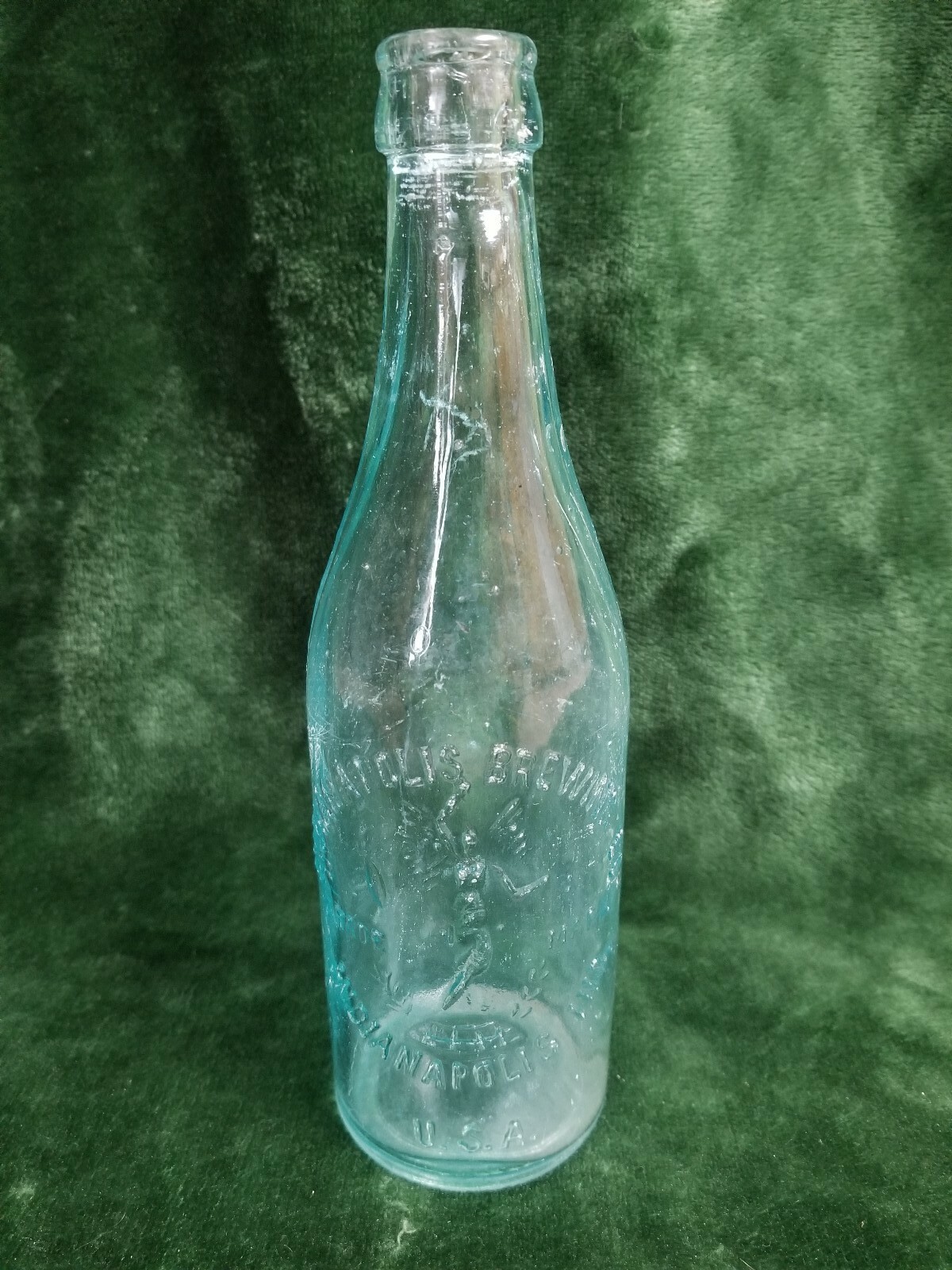 Indianapolis Brewing Company Aqua Crown Top Glass Bottle eBay