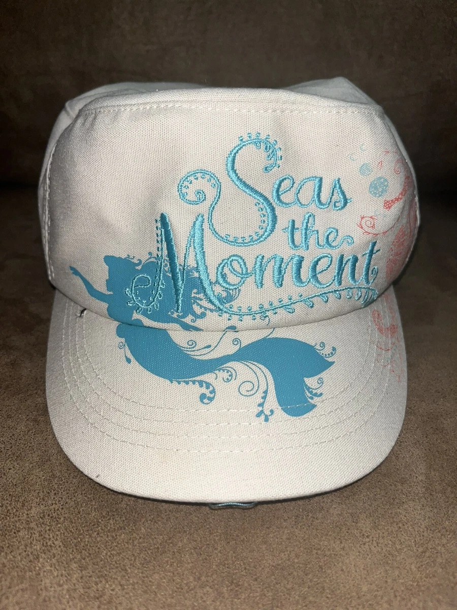 Disney Parks Little Mermaid Hat Ariel Seas The Moment Cadet Cap Floral Beige Adj