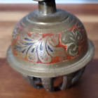 New ListingIndian Vintage Etched Brass Claw Bell With Red, Dark Blue, Working Bell