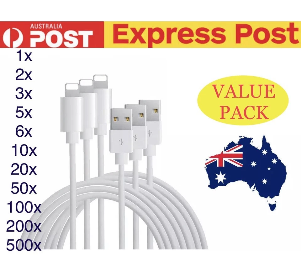 Fast USB Charger Cable Charging Cord For Apple iPhone 7 8 X 11 12 13 14 Pro iPad - image 3 of 4