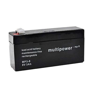 Multipower MP3-8 AGM 8 V 3,0Ah 4,8 mm Faston Bleiakku Wartungsfrei - 3 Stück