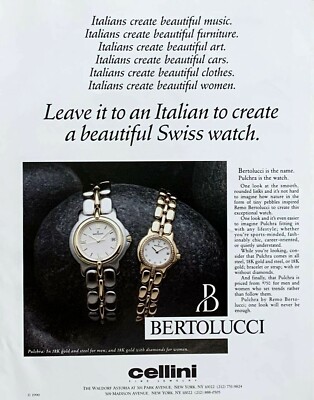 1990 BERTOLUCCI Leave It to An Italian to Create a Beaut Swiss WATCH PRINT AD