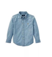 NWT Polo Ralph Lauren Blue Boys' Chambray Button Down Shirt Small 5 pjl0921