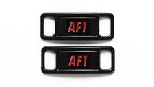 Nike AF1 Replacement Lace Tags Shoe badge Air Force Ones BLACK RED FLIGHT