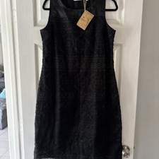 ESSENCE Satori Sheath Dress Black Sheer Mesh Embroidered Sleeveless XL