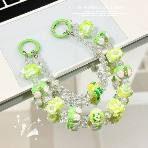 Cream Bag Pendant Keychain Beaded Phone Lanyard Cute Phone Charm Rope - Photo 6 sur 16