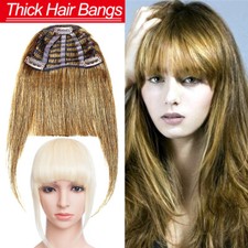 Thick 100 Human Hair Bangs Extensions Clip In Fringe Black Brown Blonde New US