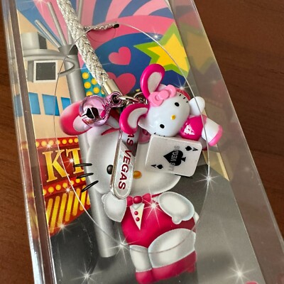 Rare Hello Kitty Vintage Keychain Charm Las Vegas Bunny Girl